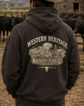 Vintage western heritage ranch and range graphic hoodie with cowboy artwork