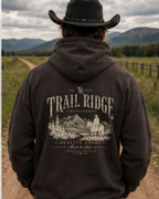 Vintage Trail Ridge Outfitters western graphic hoodie with mountain cowboy artwork