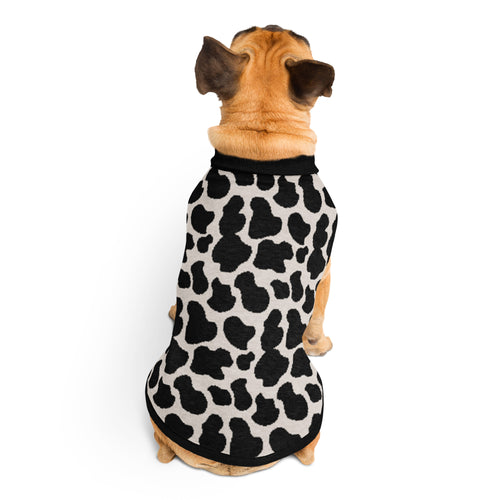 Black & White Cow Print Knitted Dog Sweater