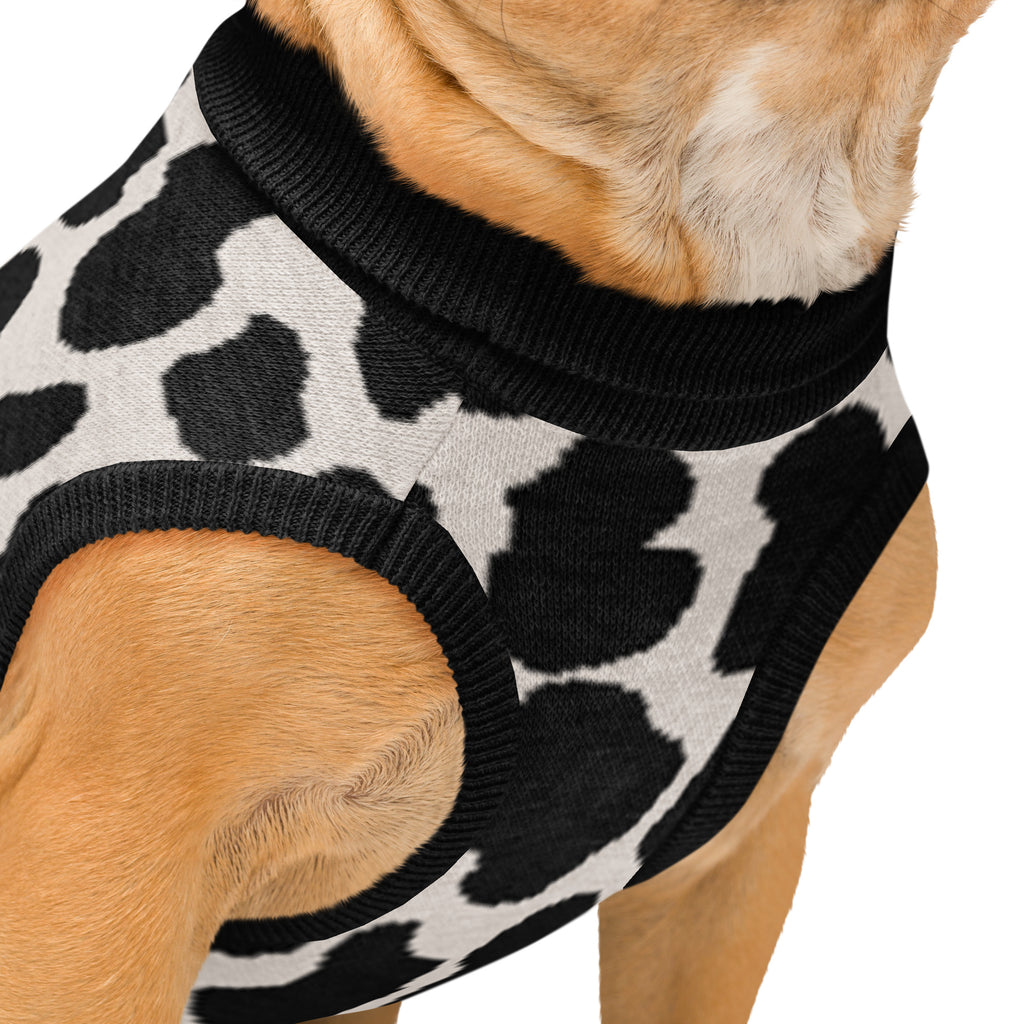 Black & White Cow Print Knitted Dog Sweater