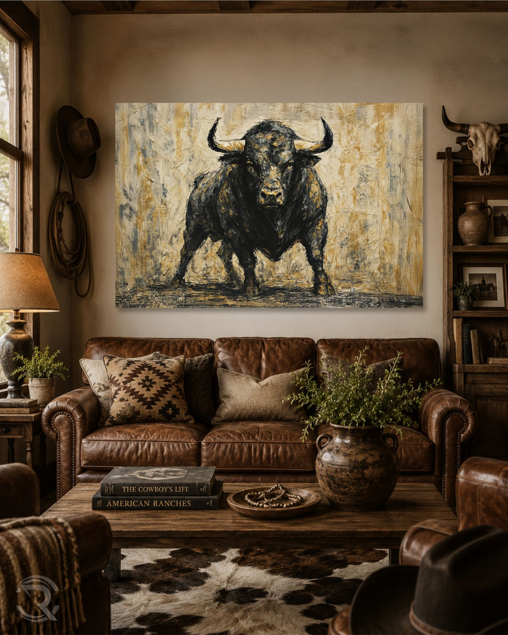 Charging Bull Western Canvas Wall Art
