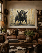 Charging Bull Western Canvas Wall Art